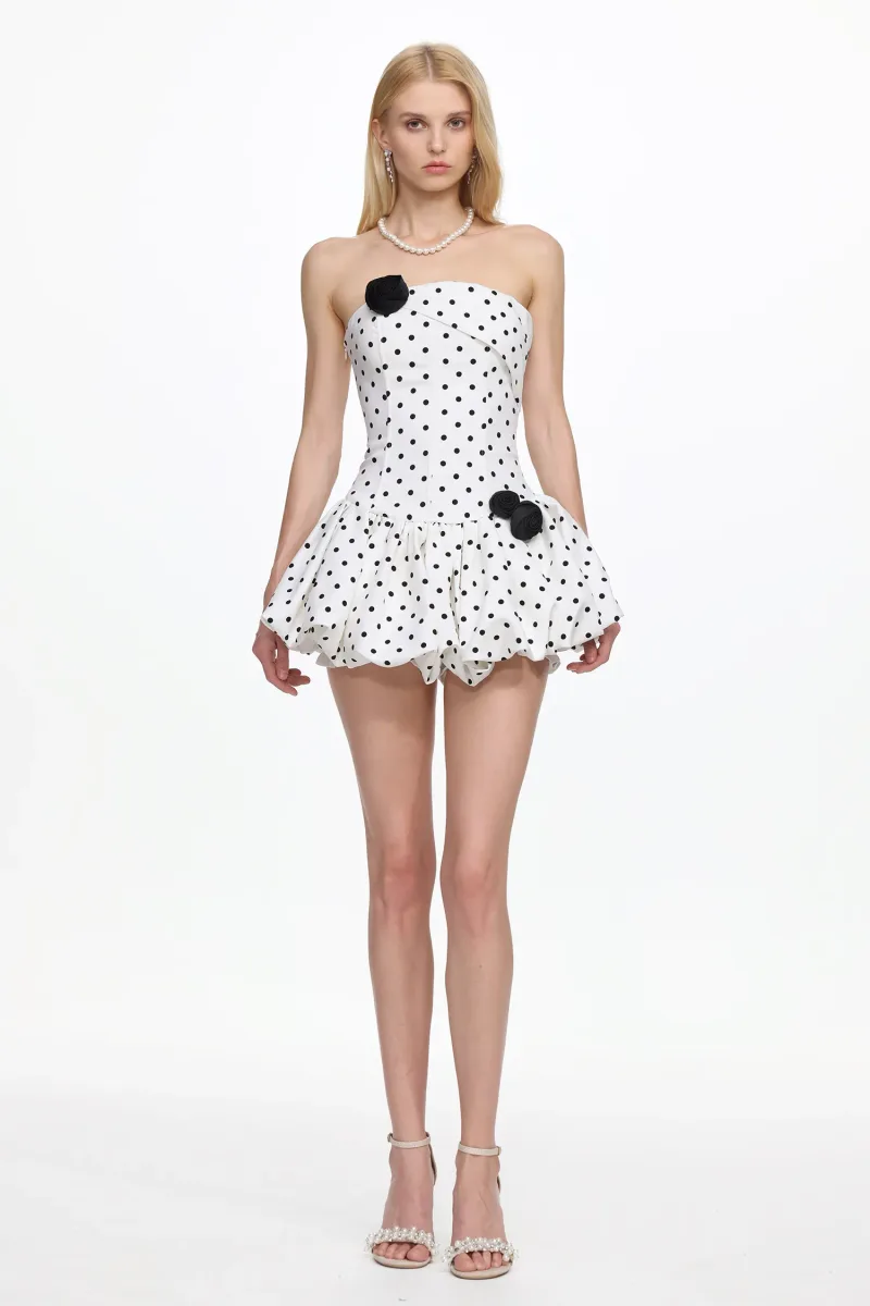 Vestido Mini Gerianna com Corset e Poá