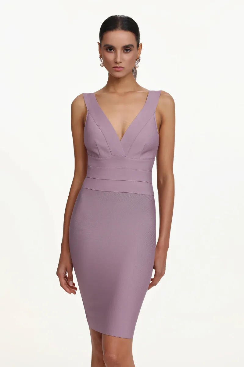 Vestido Midi Muera Classic com Decote V e Bandage