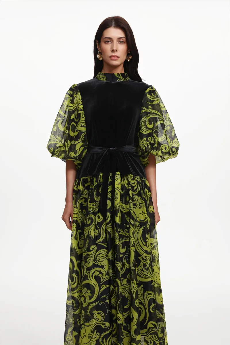 Vestido Maxi Secyij Resort com Mangas Puff