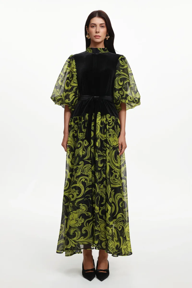 Vestido Maxi Secyij Resort com Mangas Puff