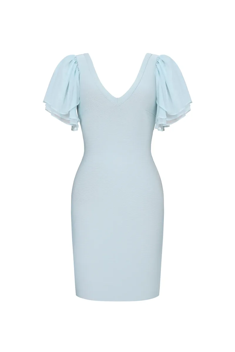 Vestido Midi Winiva com Decote V e Manga Curta