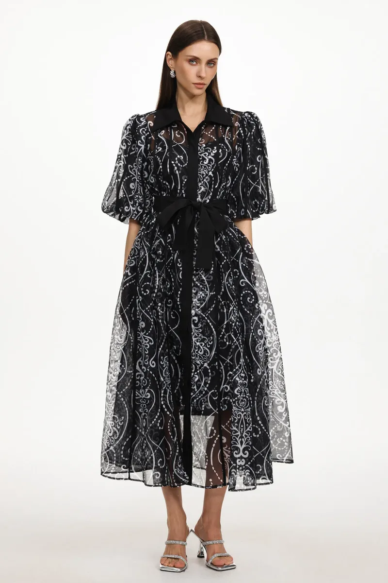 Vestido Maxi Vakana Resort com Mangas Bufantes e Estampa Floral