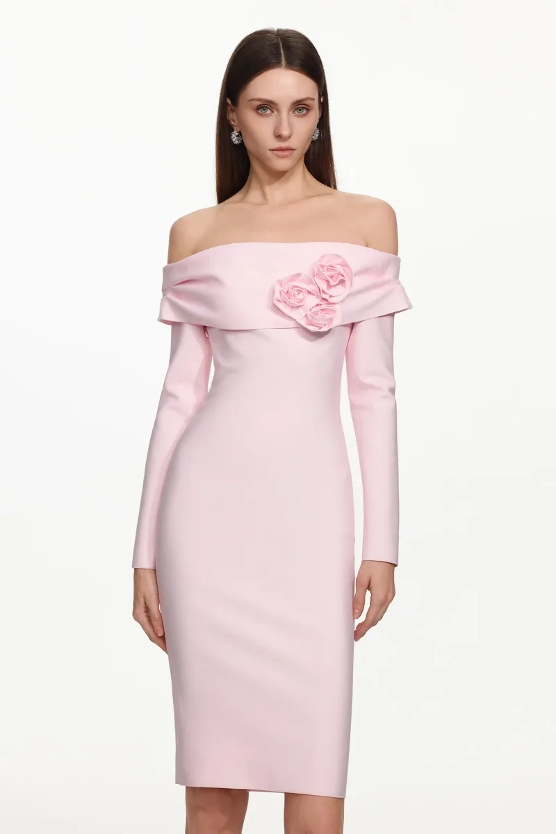 Vestido Midi Samantha em Bandage com Estampa Floral