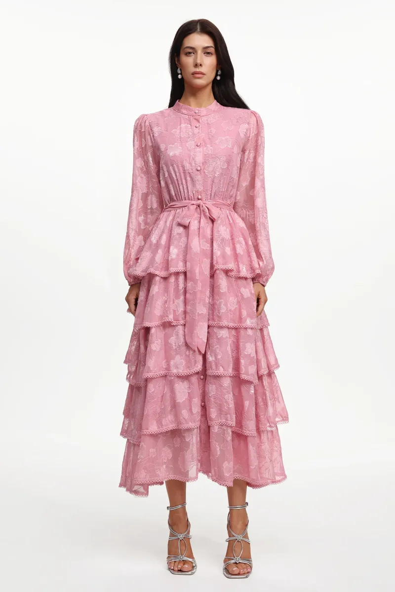 Vestido Nani: Maxi em Tecido Floral com Manga Longa