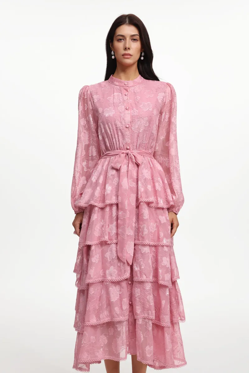 Vestido Nani: Maxi em Tecido Floral com Manga Longa