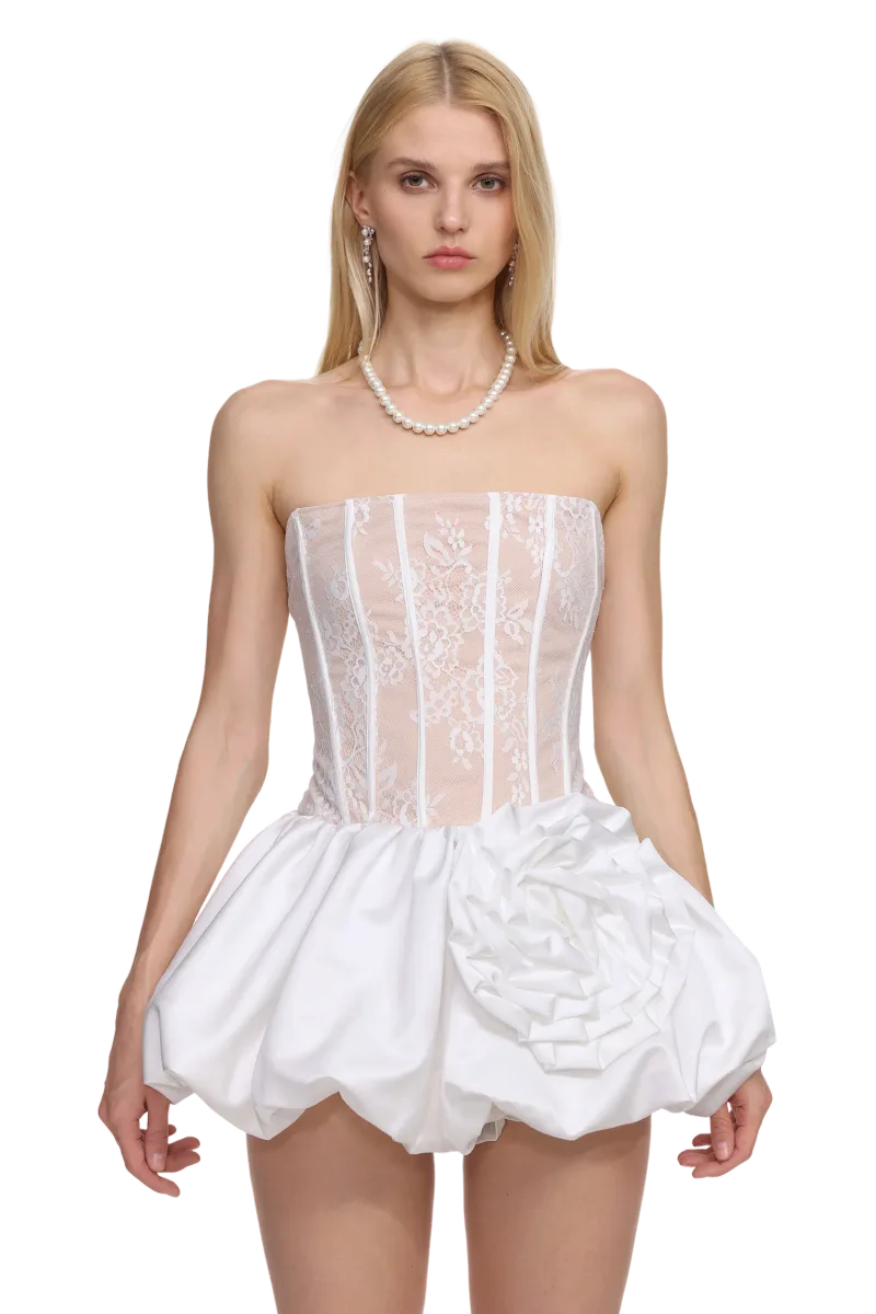 Vestido Mini Lzada com Corpete em Renda Floral