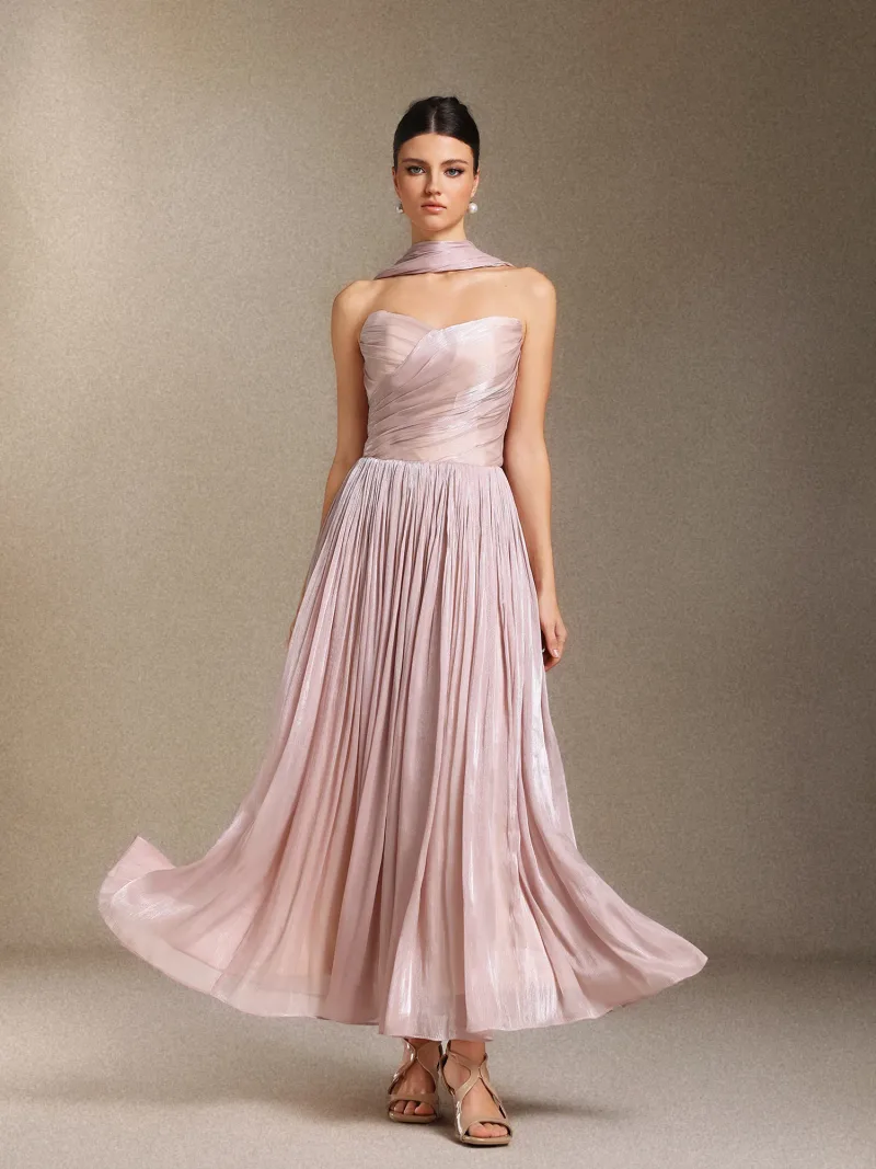 Vestido de Festa Midi Yeil com Drapeado em Fita