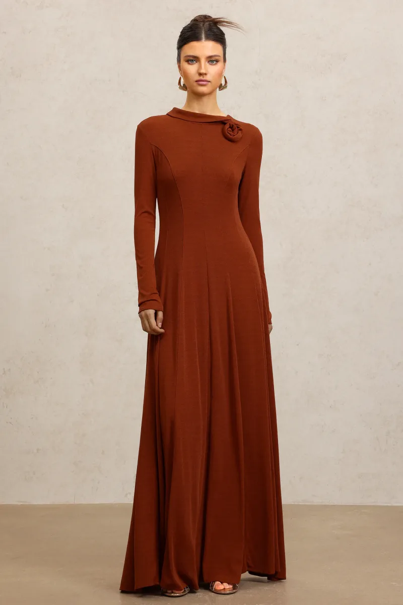 Vestido Maxi Juny com Mangas Longas e Flores