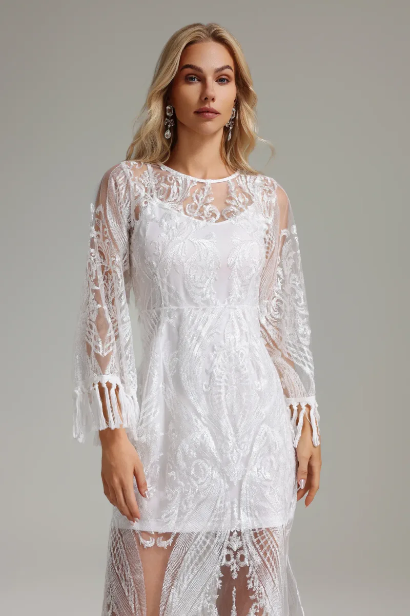 Vestido Enene com Bordado e Franjas