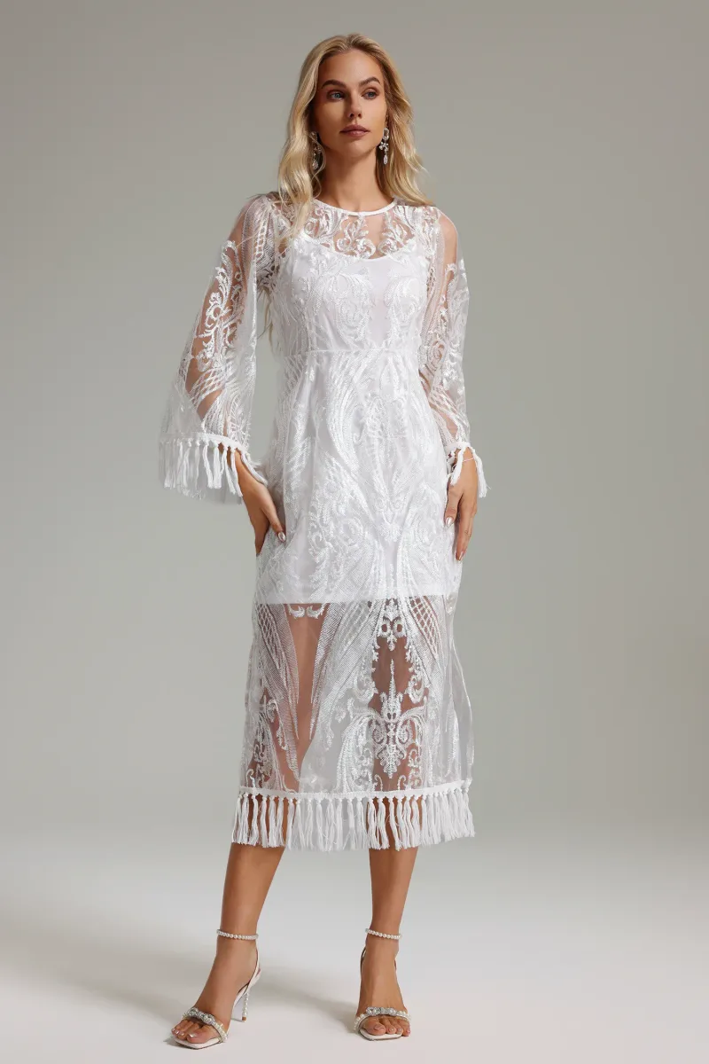Vestido Enene com Bordado e Franjas