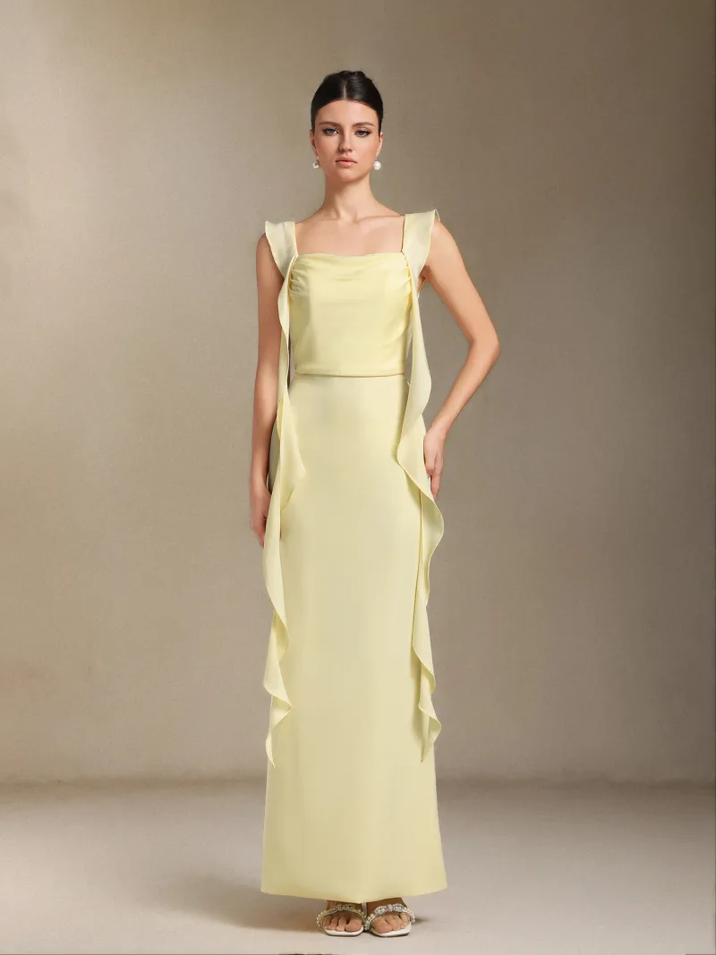 Vestido Maxi Elosie com Laço Ombro Único