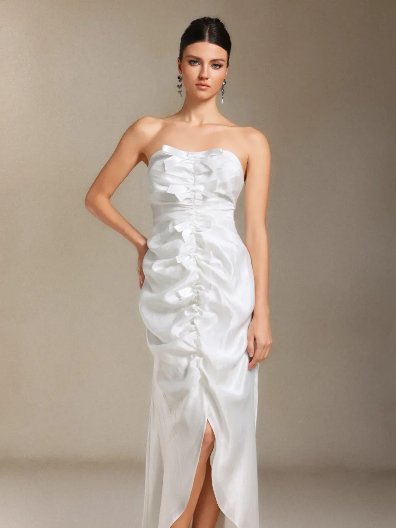 Vestido Maxi Lexy com Drapeado e Laço