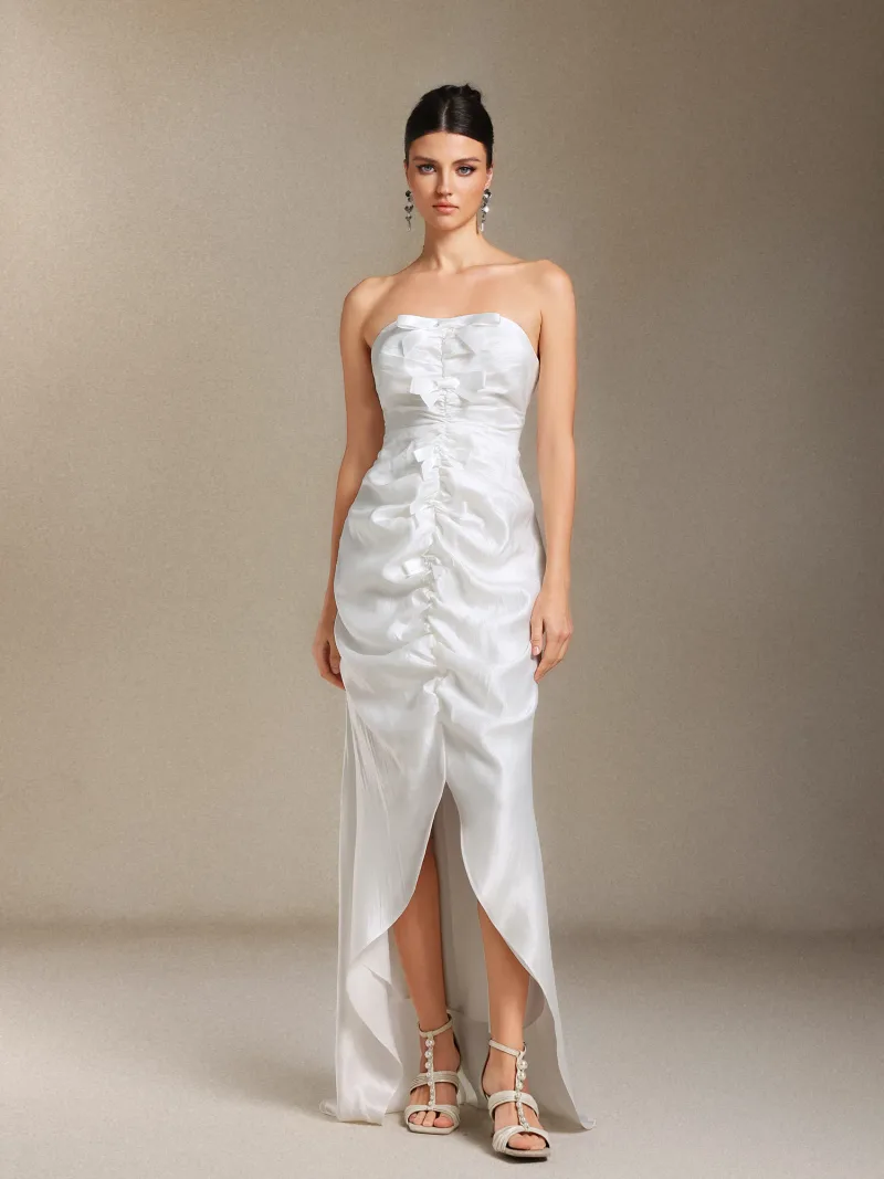 Vestido Maxi Lexy com Drapeado e Laço