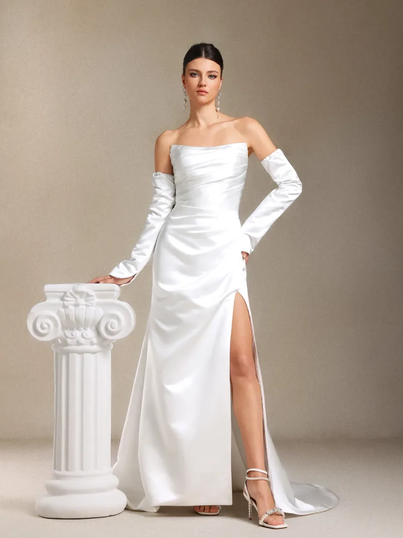 Vestido Maxi Fallon com Aplicação no Busto e Fenda