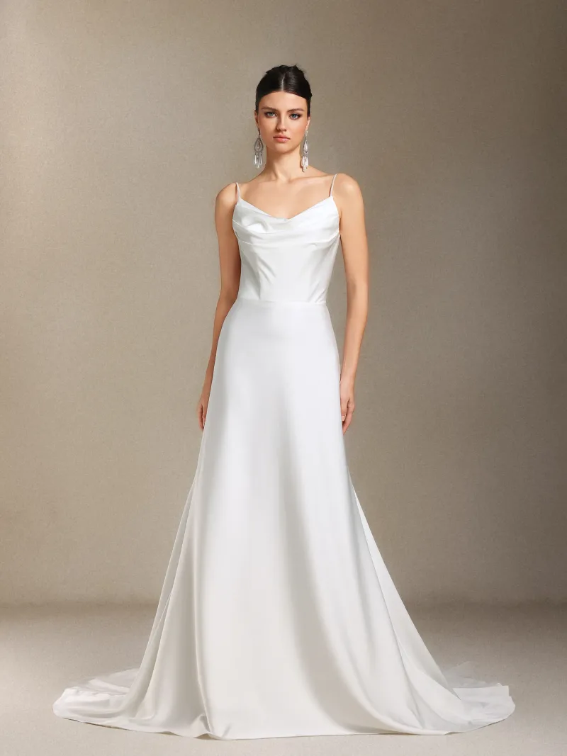 Vestido de Noiva Jolie com Alças Finas e Costas Nuas