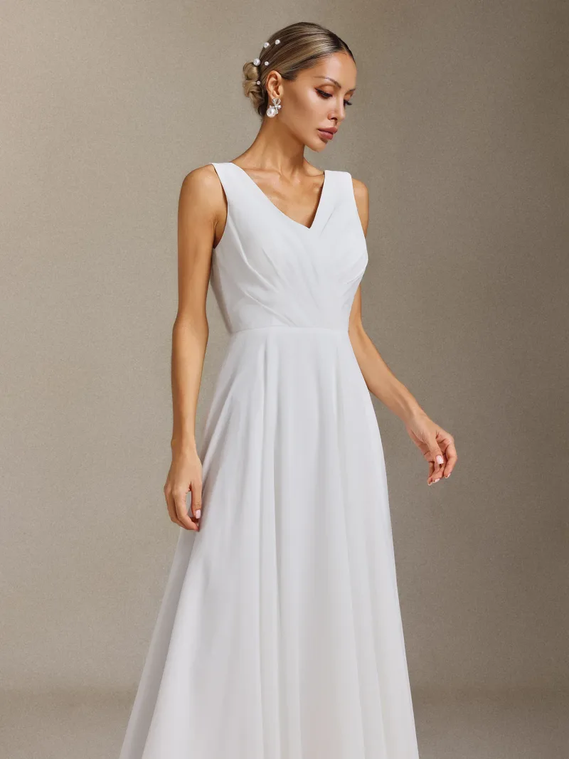 Vestido de Noiva Kerade com Pregas e Costas Nuas