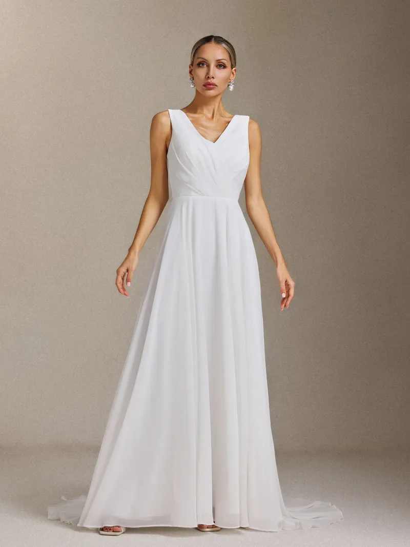 Vestido de Noiva Kerade com Pregas e Costas Nuas