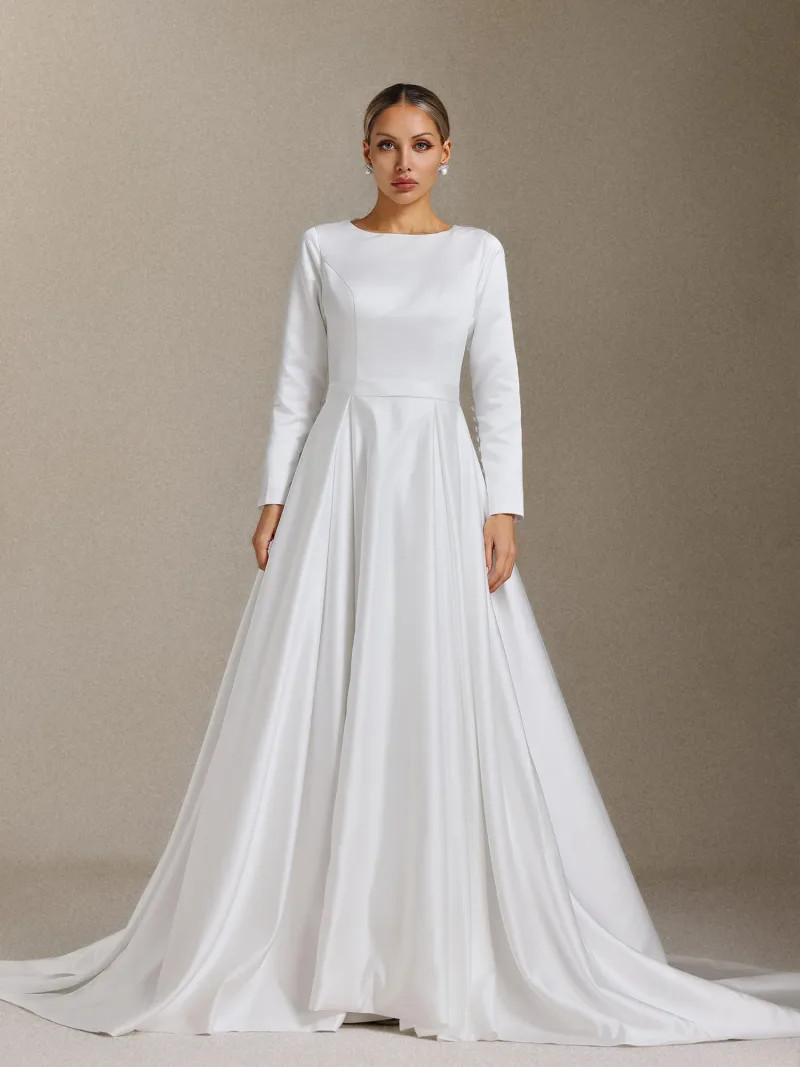 Vestido Maxi Marcia com Manga Longa e Detalhe de Fivela
