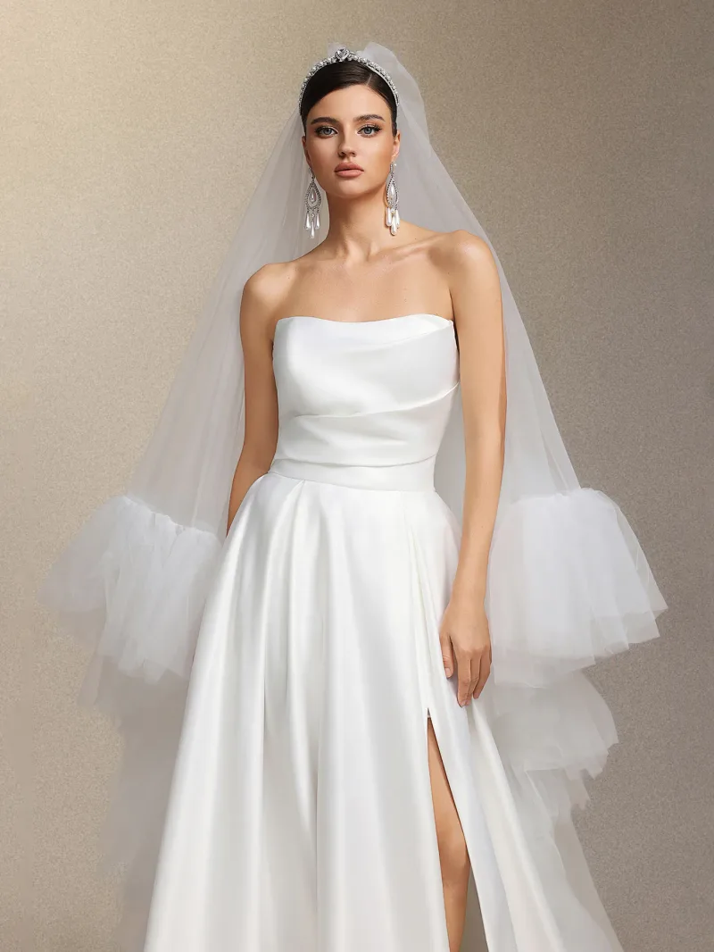 Vestido de Noiva Yahir Maxi sem Alças com Fenda