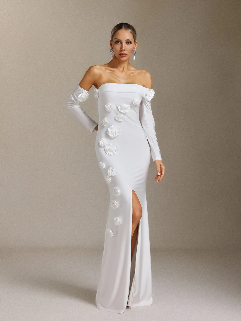 Vestido Maxi Nerlii Ombro a Ombro com Flores