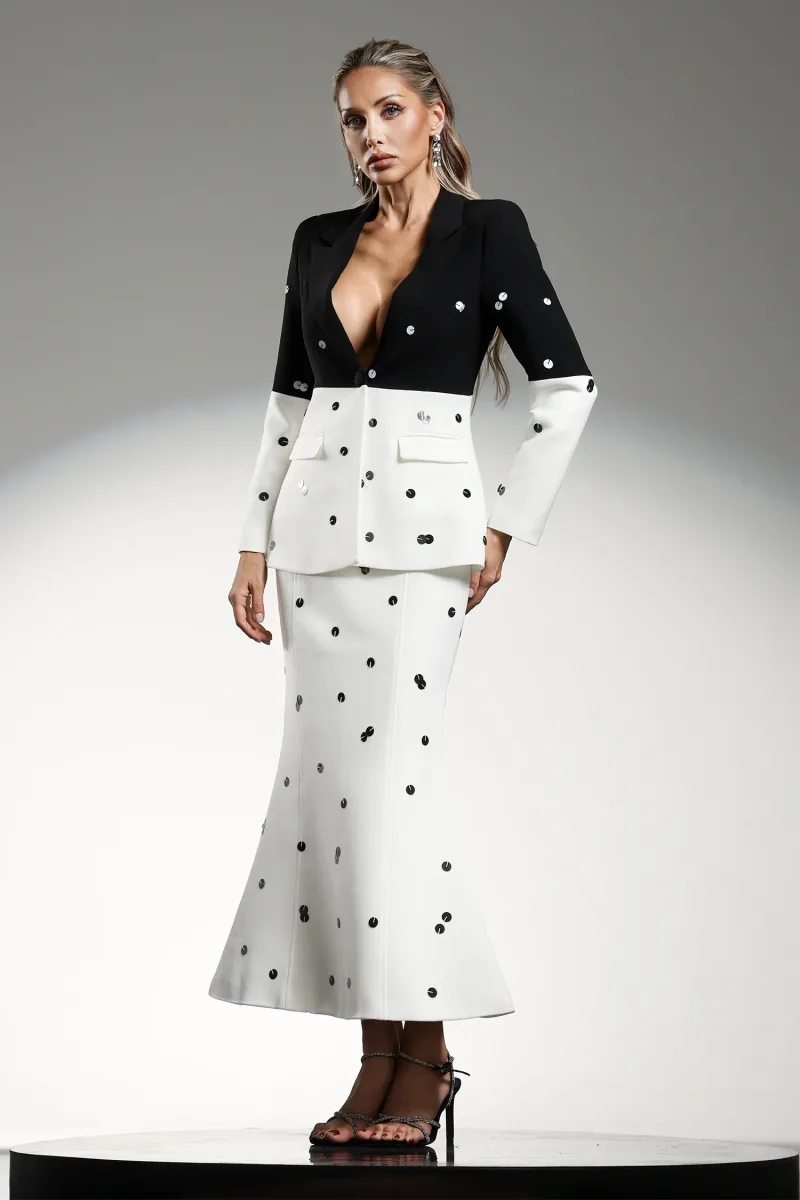 Co-ord Set Jerlyn com Paetês e Manga Longa