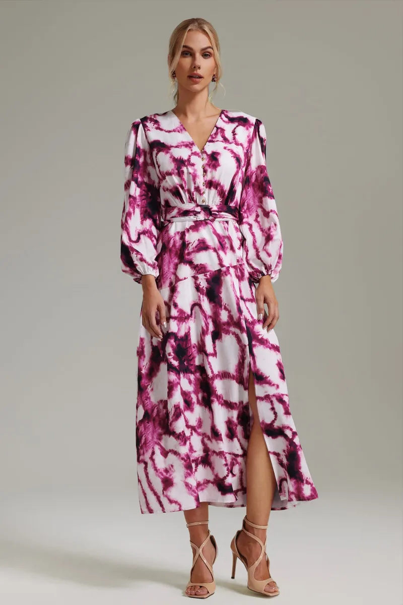 Vestido Lulu Decote em V com Estampa Tie-Dye