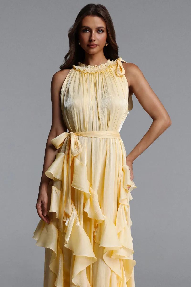 Vestido Dazie Resort Fluido com Babado em Organza