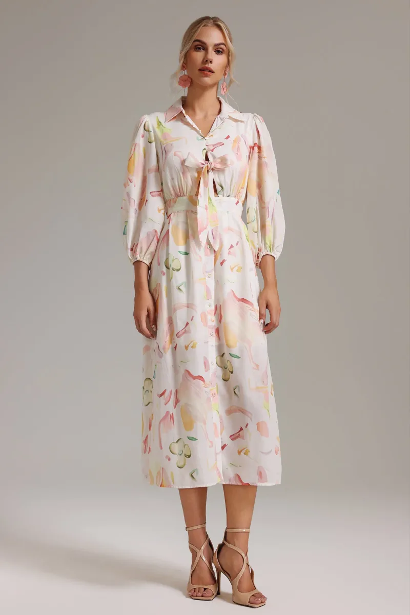 Vestido Lyla com Botões Frontais e Estampa