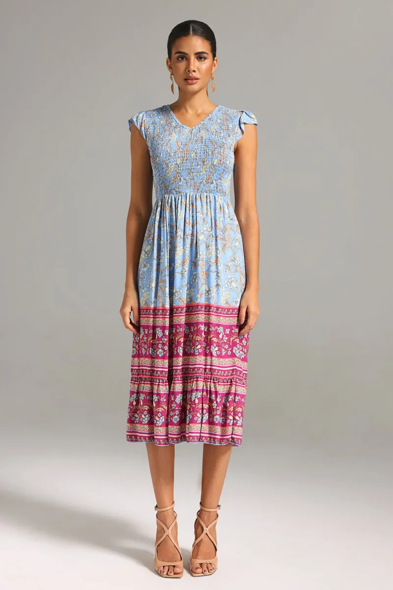 Vestido Midi Saraja com Estampa