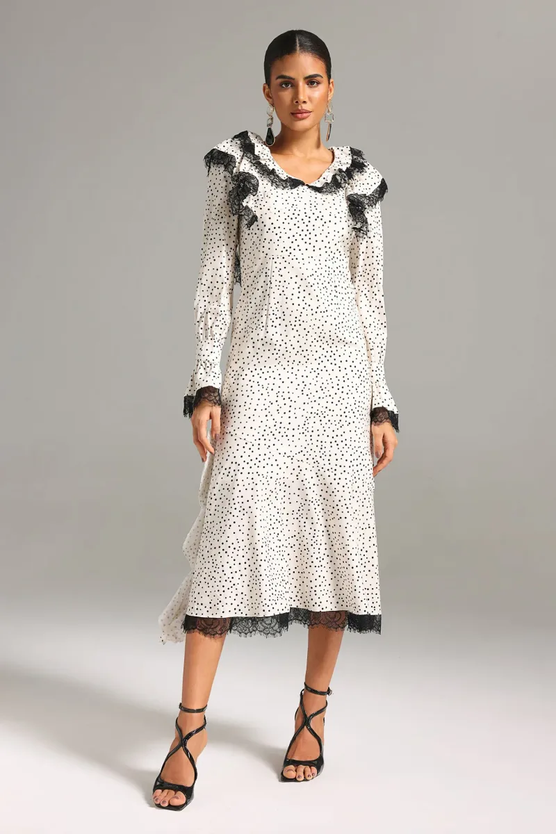 Vestido Midi Lape em Renda com Poás