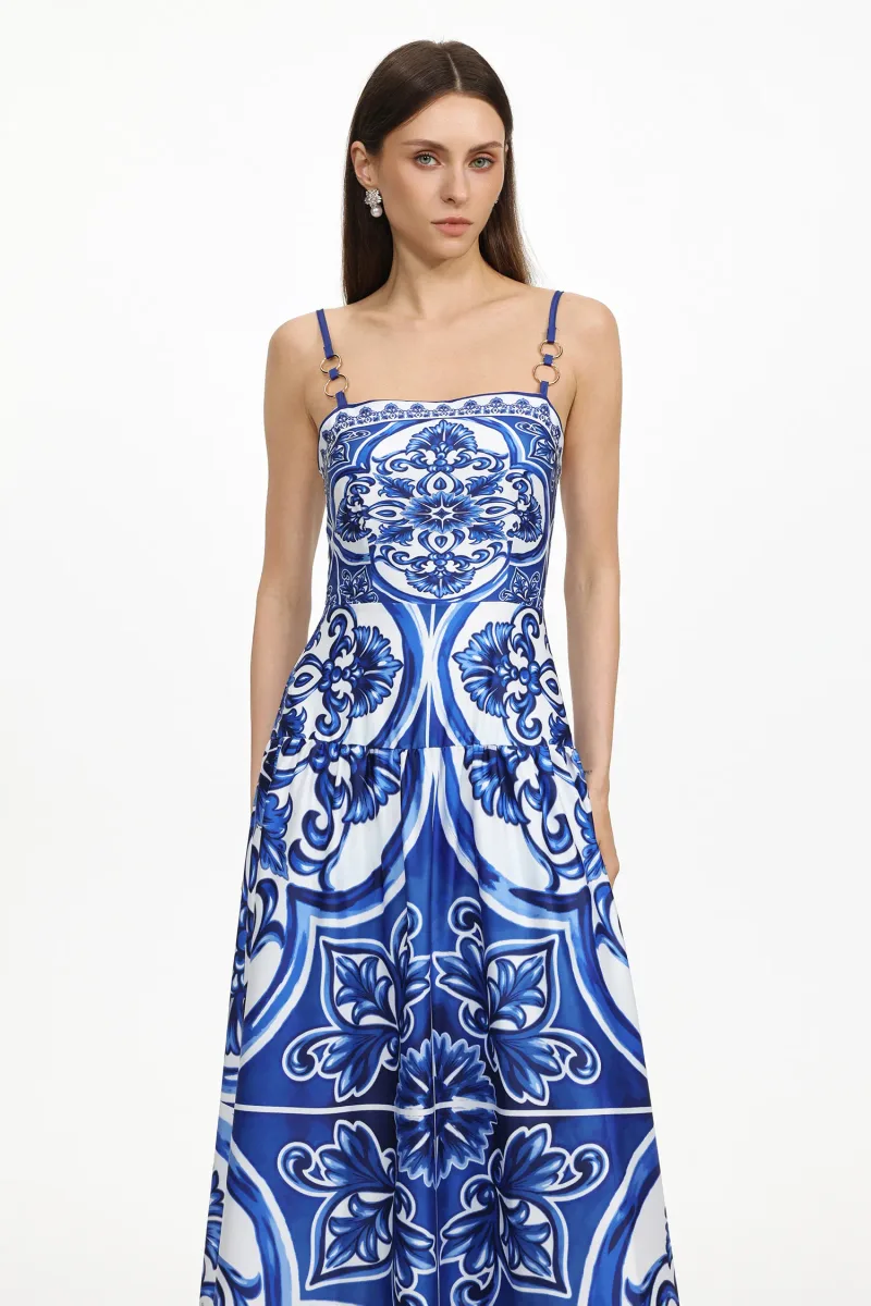 Vestido Unico Resort Fluido Sem Mangas com Estampa Floral