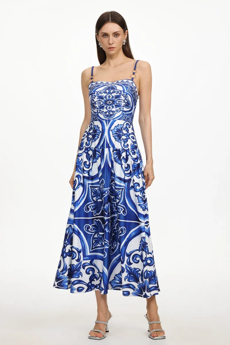 Vestido Unico Resort Fluido Sem Mangas com Estampa Floral