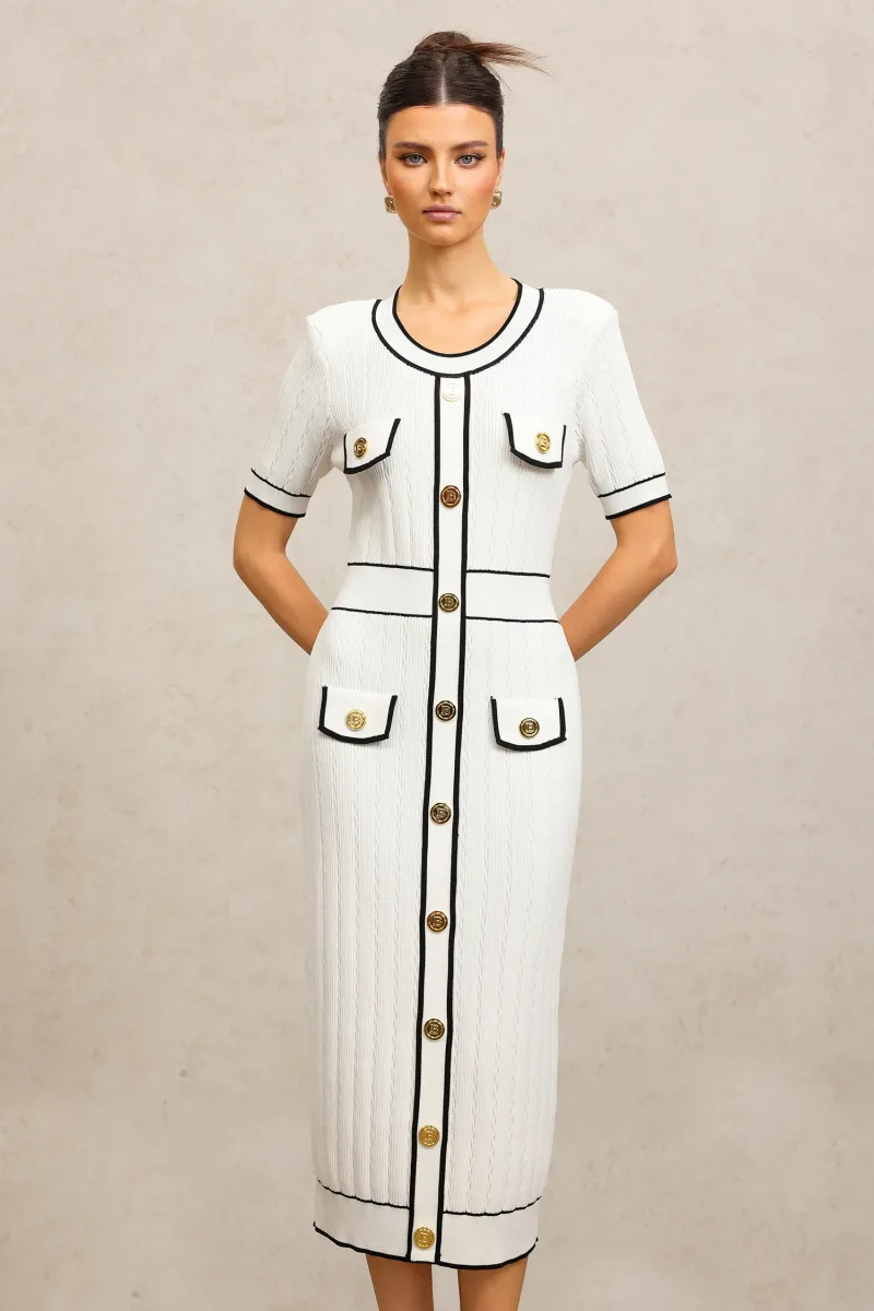 Vestido Midi Sadala Gola Redonda Manga Curta