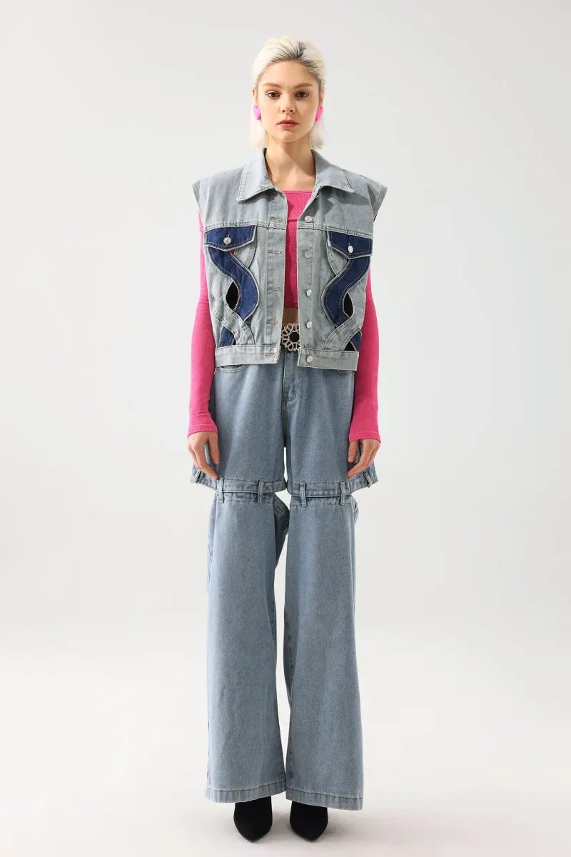 Colete Jeans Tihila com Recortes