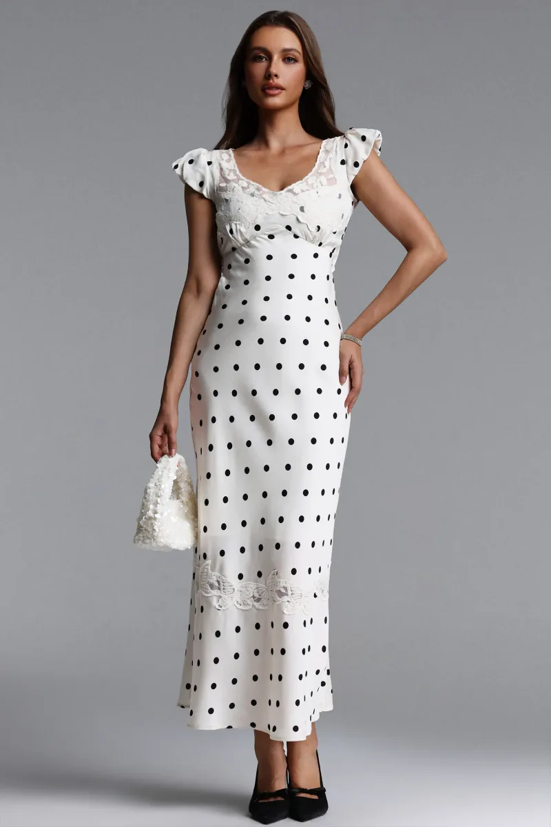 Vestido Maxi Skyler em Cetim com Poás
