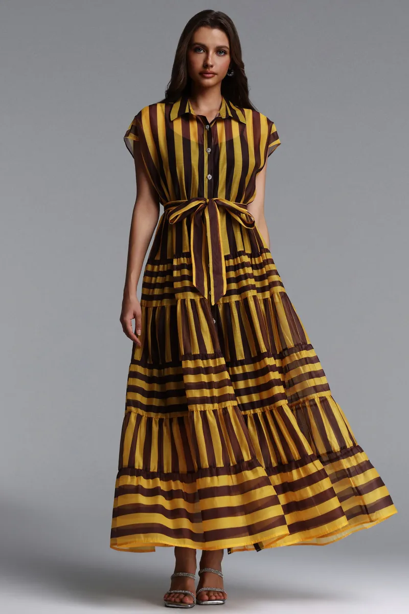 Vestido Maxi Vioky Resort em Tecido Estruturado