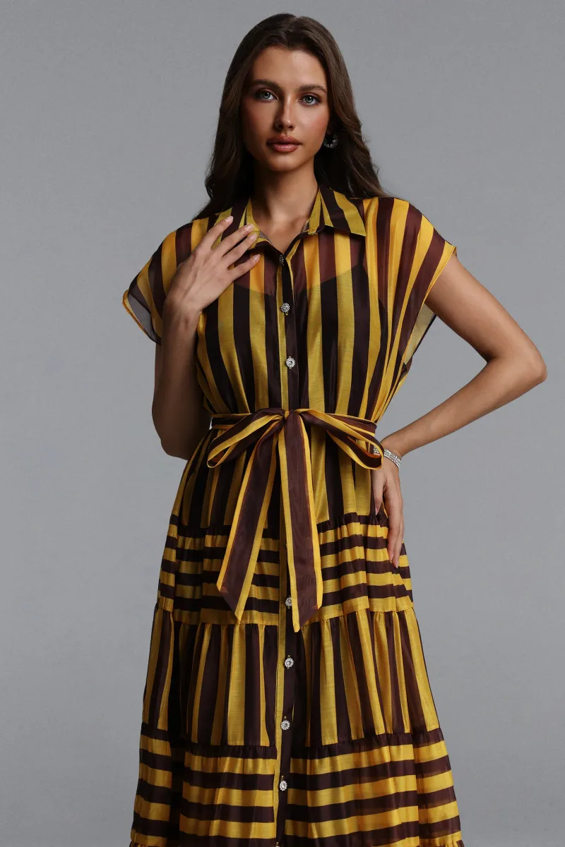 Vestido Maxi Vioky Resort em Tecido Estruturado