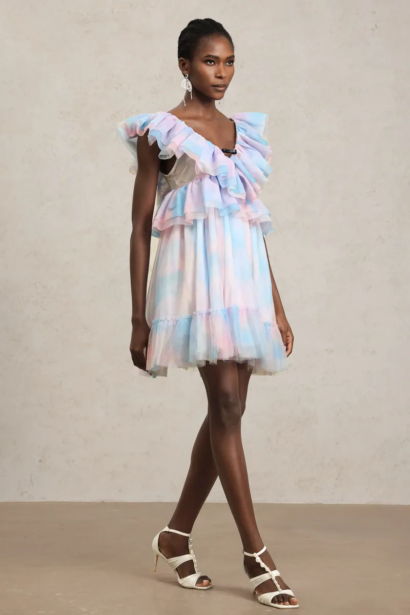 Vestido Mini Emma sem Mangas com Pregas Volumosas