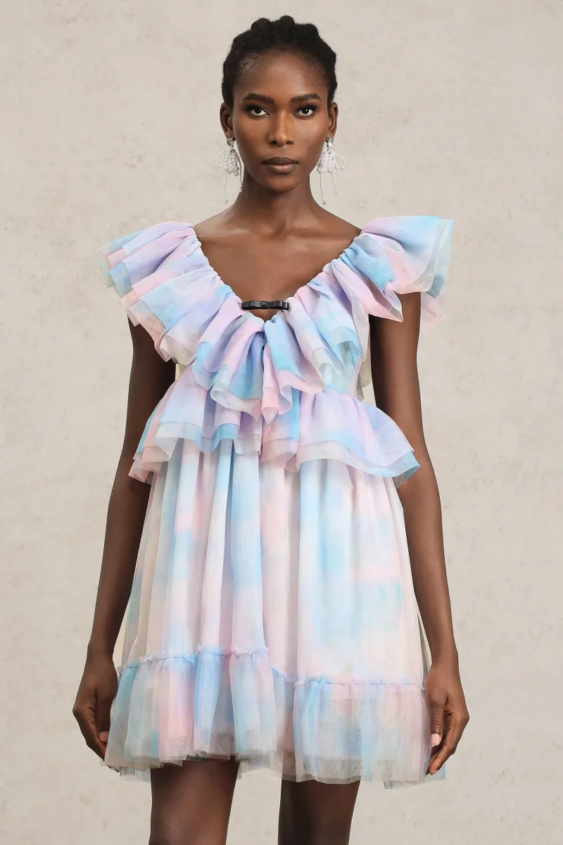 Vestido Mini Emma sem Mangas com Pregas Volumosas