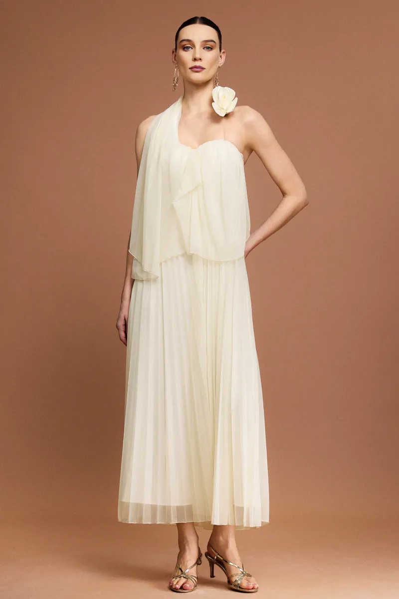 Vestido Maxi Kavasa Sem Mangas com Pregas em Flores