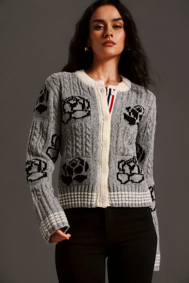 Blusa Johe com Gola Redonda, Manga Longa e Estampa