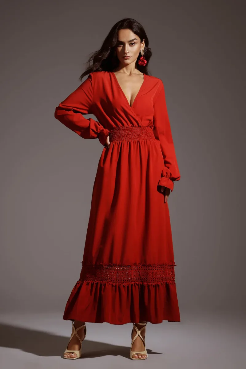 Vestido Midi Vioky com Decote em V