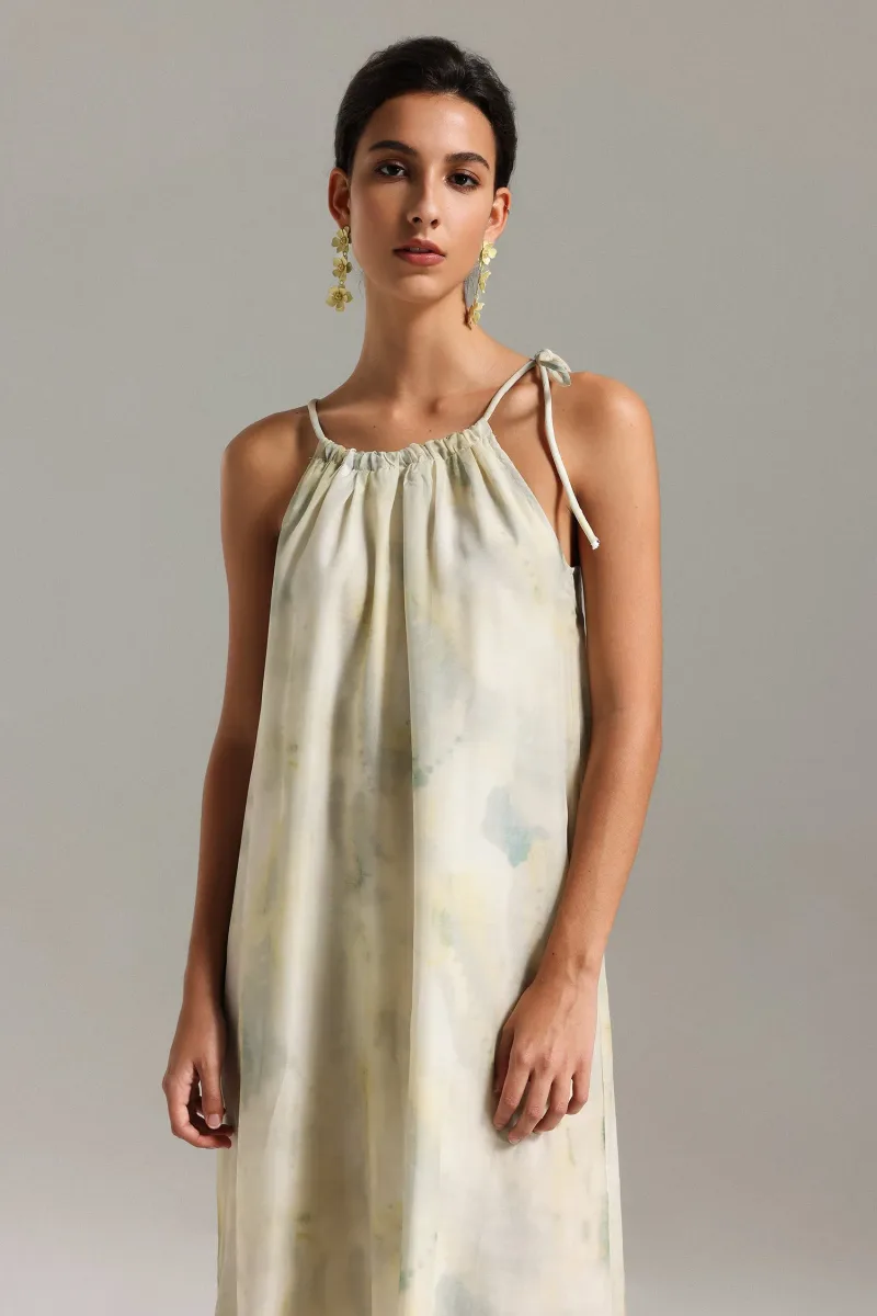Vestido Midi Nona Estampado sem Mangas