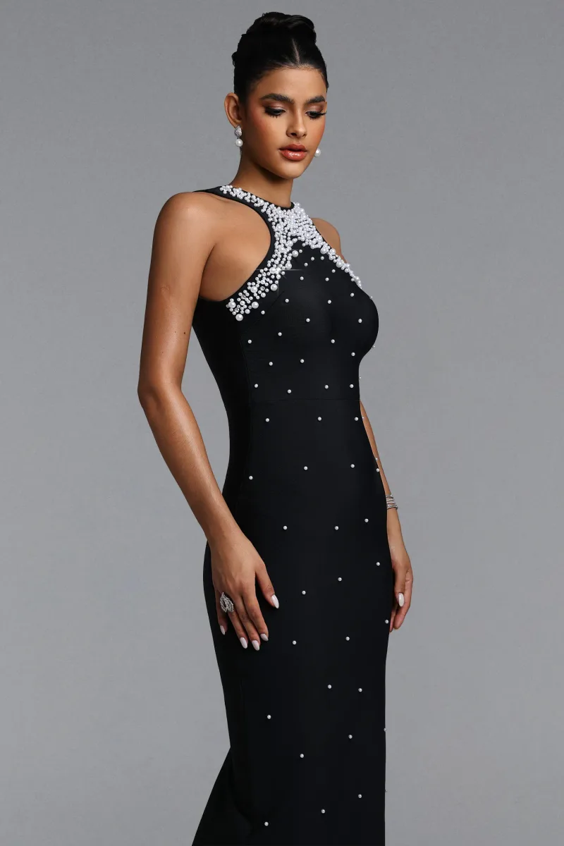 Vestido Maxi Xlyia com Pérolas