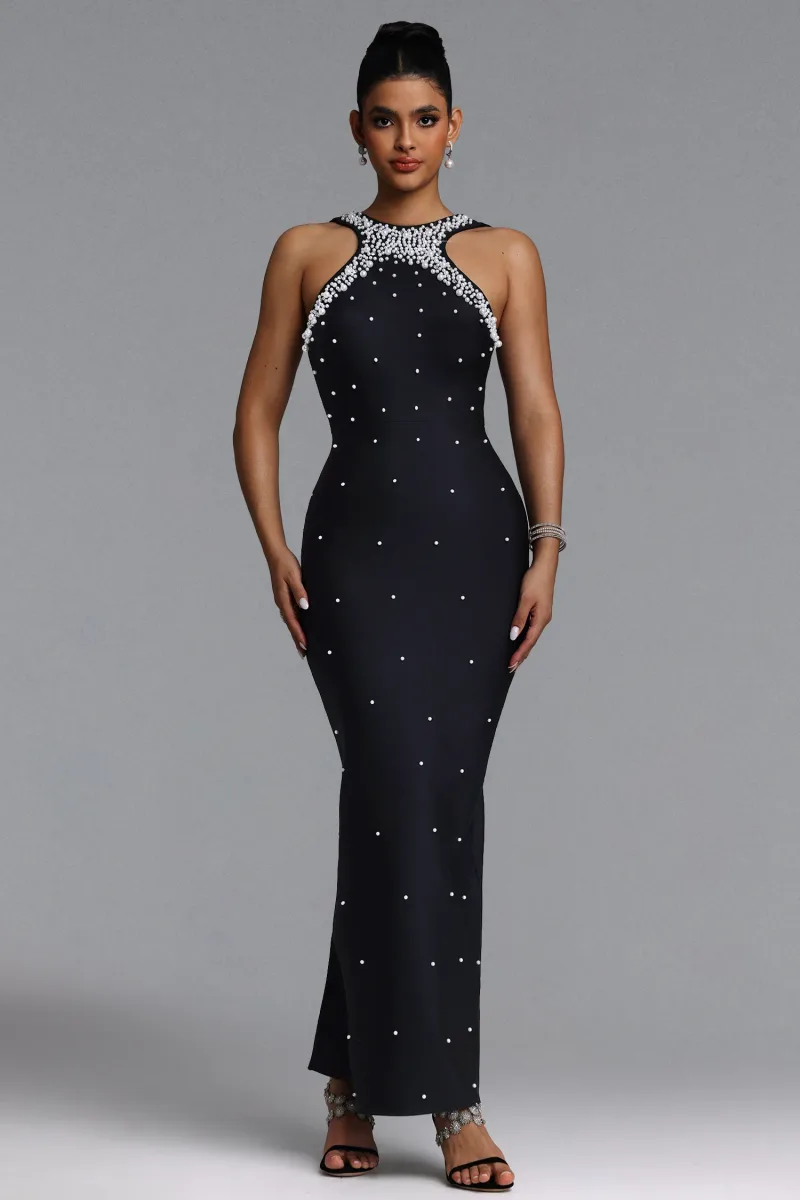 Vestido Maxi Xlyia com Pérolas