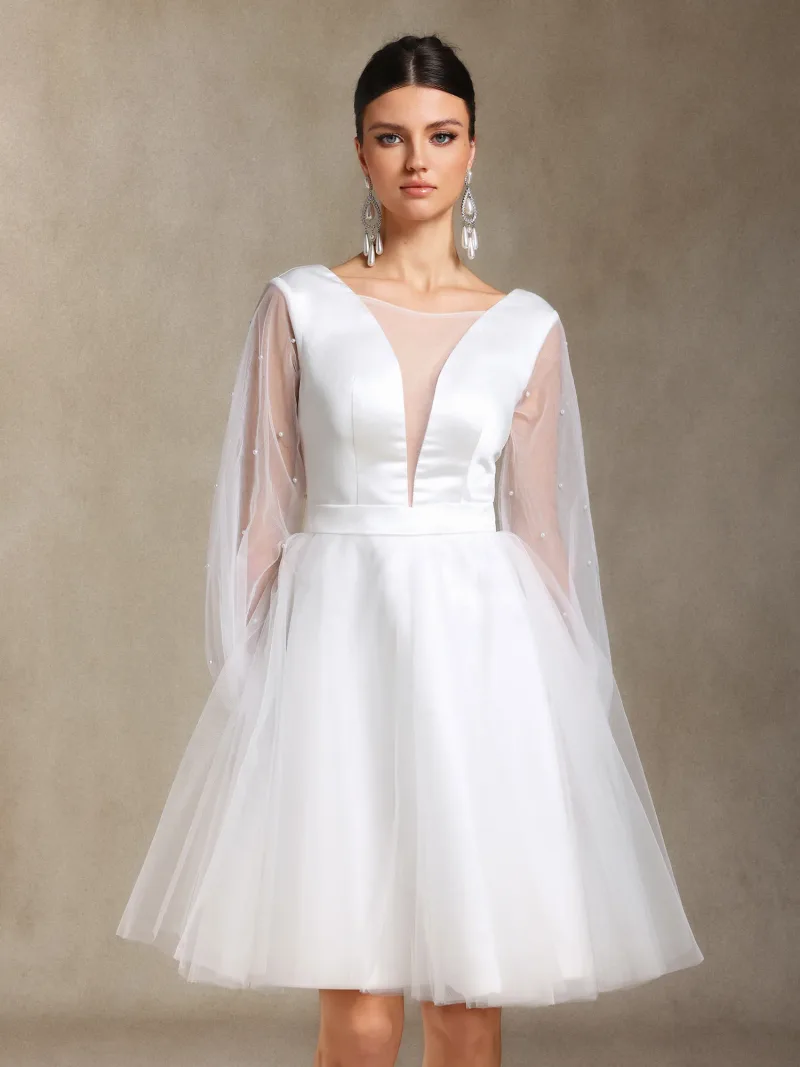 Vestido de Noiva Maka Cetim com Aplicações de Pérolas