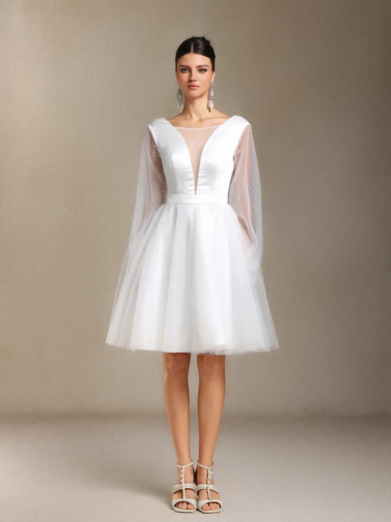 Vestido de Noiva Maka Cetim com Aplicações de Pérolas