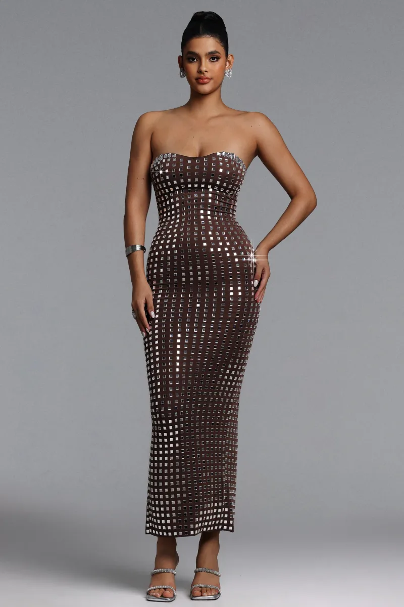 Vestido Wyatt Maxi com Strass