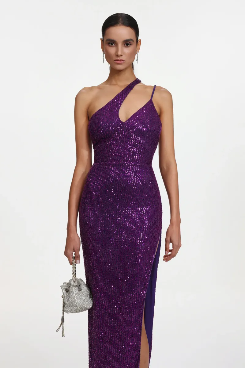 Vestido Julieta Maxi Assimétrico com Paetês