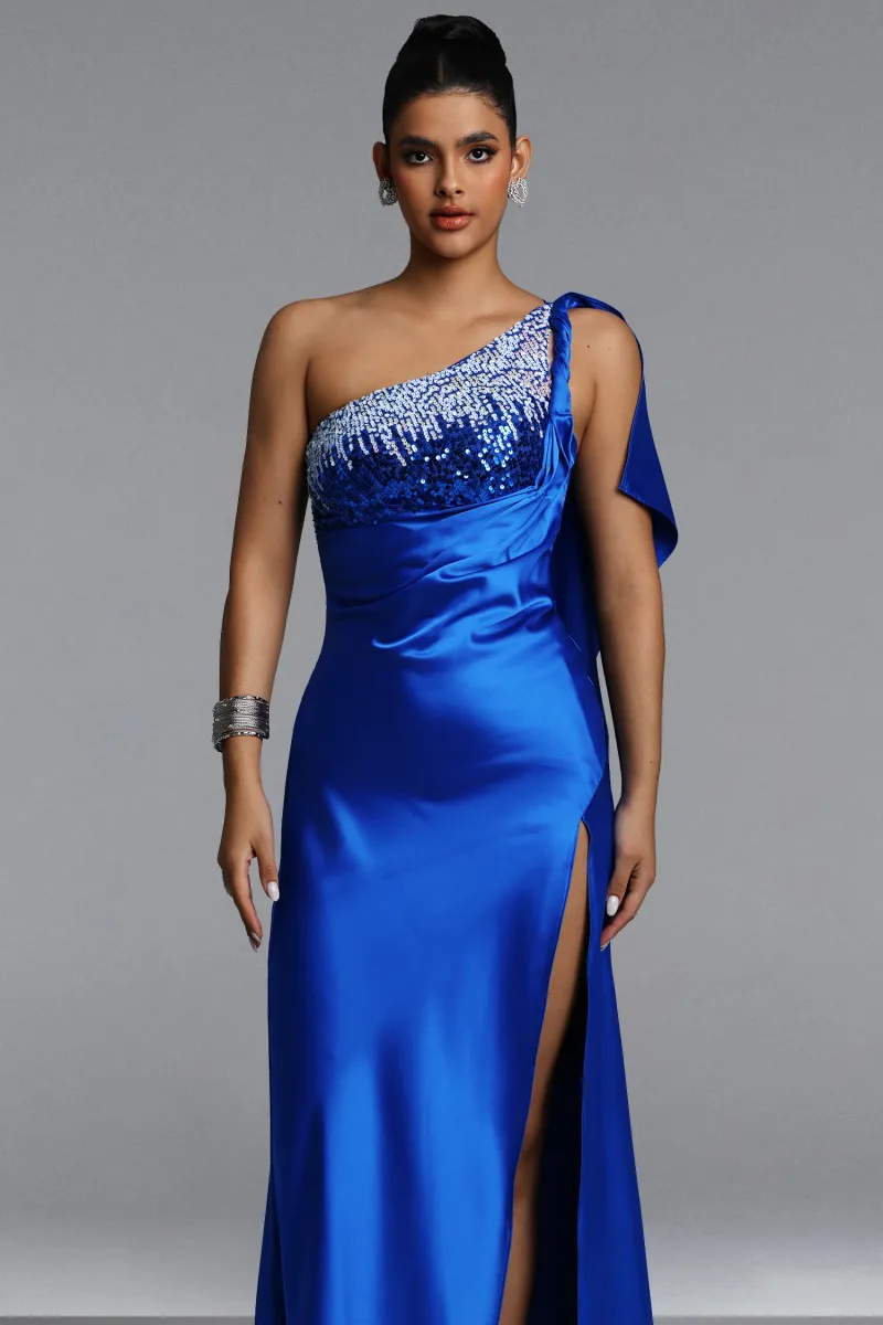 Vestido Maxi Miney com Paetês e Cetim